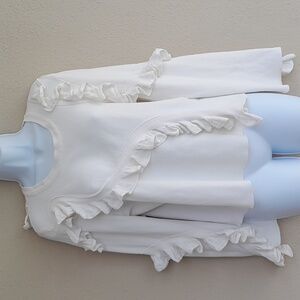Milly Ruffle Sweater Shirt Ivory Cream White Medium